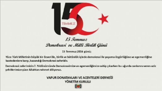 15 TEMMUZ DEMOKRASİ VE MİLLİ BİRLİK GÜNÜ